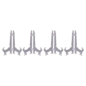 (NIP) Clear Plastic Display Stands, 4 Piece, Wallet Frame Plate Artwork Holder